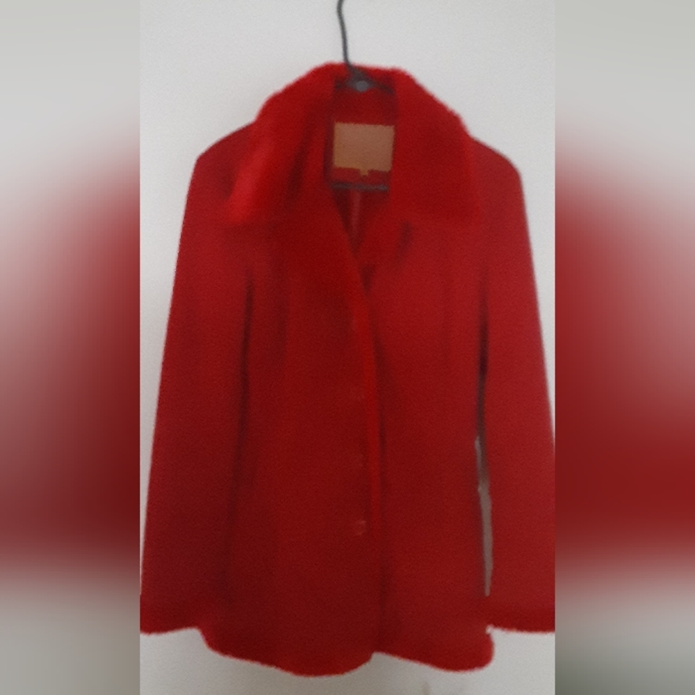 Warm and cozy red coat and fully lined